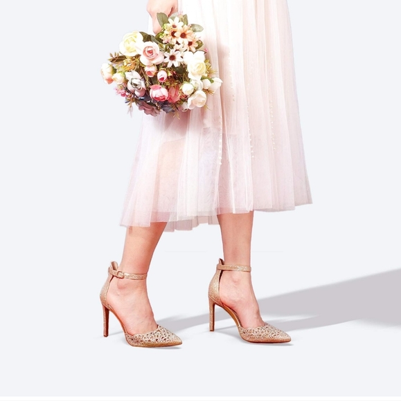 !D!FU Glitter Gold Sz 9.5 Rhinestone Heels - Picture 8 of 9